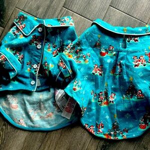 Lot of 2 pjs Dog Christmas pajamas sz Medium Mickey mouse Christmas pjs for dogs